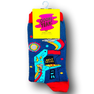 3/$15 Retro Arcade Video Games "Next Level" Funny Novelty Crew Socks - NWT